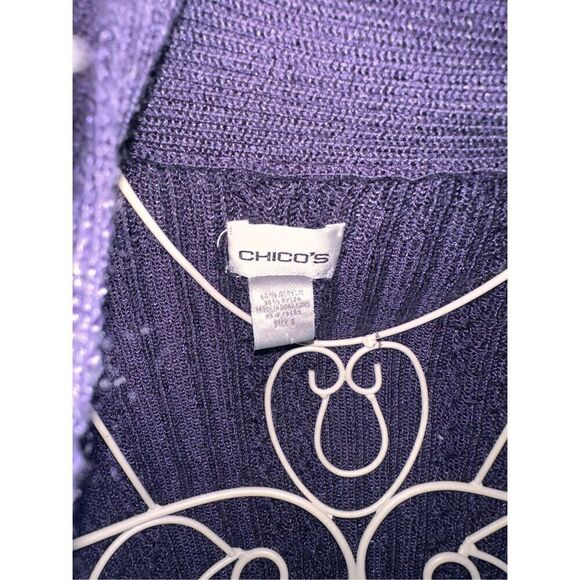 GREAT CONDITION Chicos Women's Ribbed Open Cardigan Blue size 3 (large) sweater/ - Picture 3 of 7